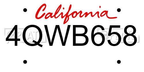 4QWB658 California License Plate