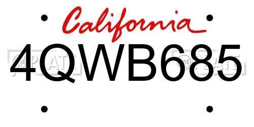 4QWB685 California License Plate