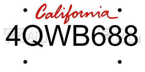 4QWB688 California License Plate