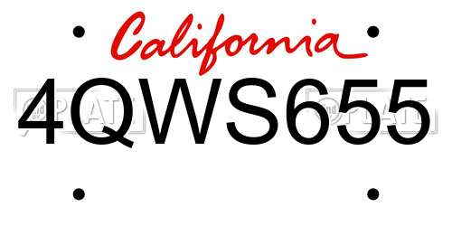 4QWS655 California License Plate