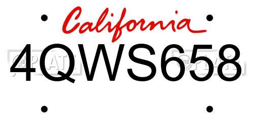 4QWS658 California License Plate