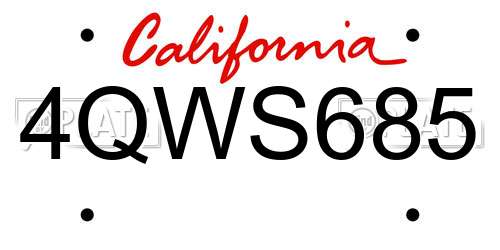 4QWS685 California License Plate
