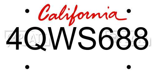 4QWS688 California License Plate