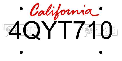 4QYT710 California License Plate