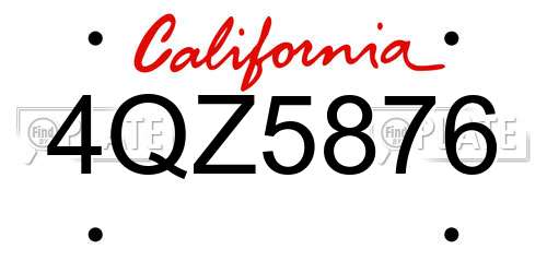 4QZ5876 California License Plate