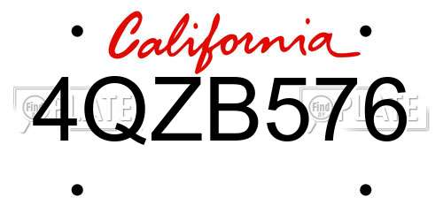 4QZB576 California License Plate