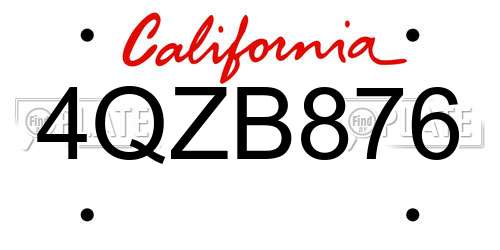 4QZB876 California License Plate