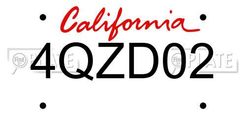 4QZD02 California License Plate
