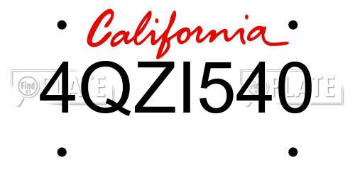 4QZI540 California License Plate