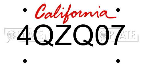 4QZQ07 California License Plate