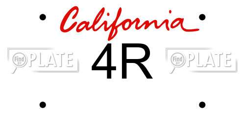 4R California License Plate