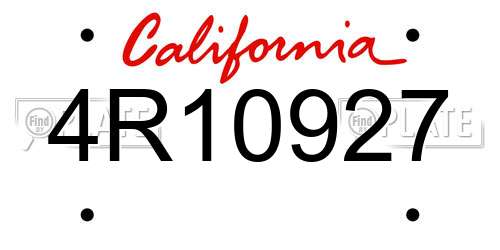 4R10927 California License Plate