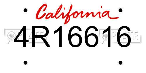 4R16616 California License Plate