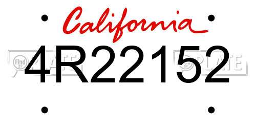 4R22152 California License Plate