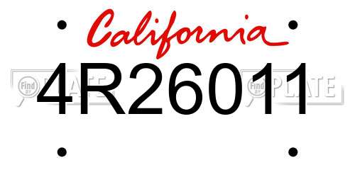 4R26011 California License Plate