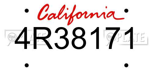 4R38171 California License Plate