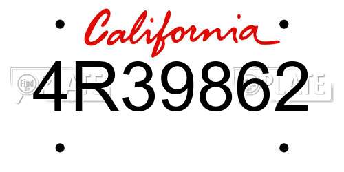 4R39862 California License Plate