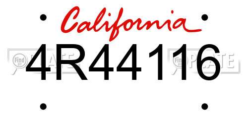 4R44116 California License Plate