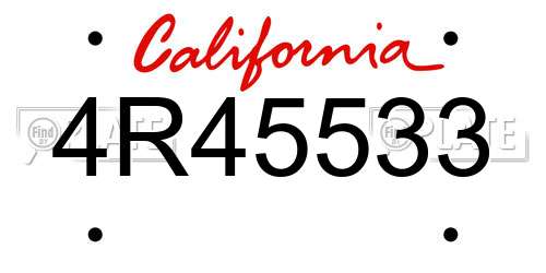 4R45533 California License Plate