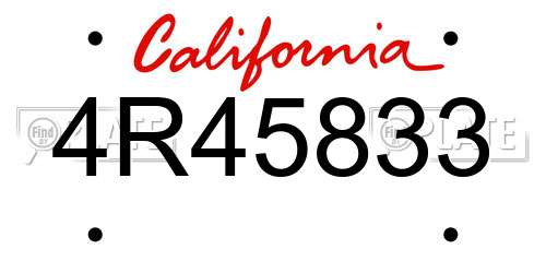 4R45833 California License Plate