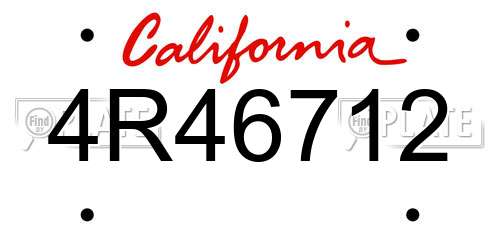 4R46712 California License Plate