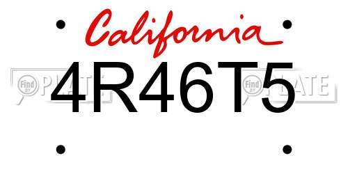 4R46T5 California License Plate