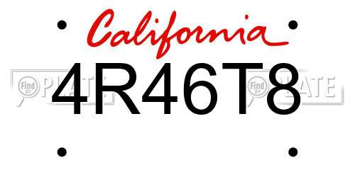 4R46T8 California License Plate