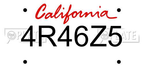 4R46Z5 California License Plate