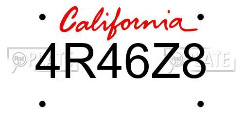 4R46Z8 California License Plate
