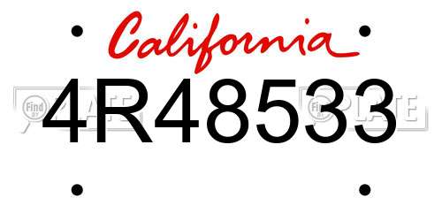 4R48533 California License Plate