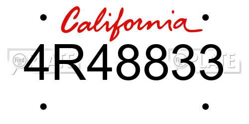 4R48833 California License Plate