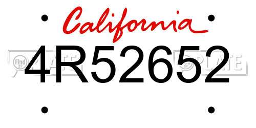 4R52652 California License Plate