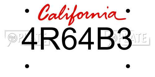 4R64B3 California License Plate
