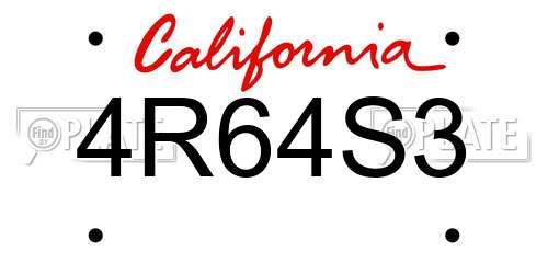 4R64S3 California License Plate