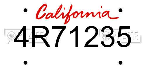 4R71235 California License Plate