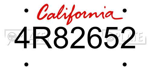 4R82652 California License Plate