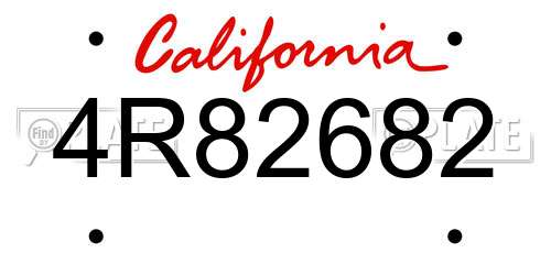 4R82682 California License Plate