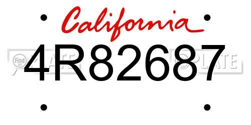 4R82687 California License Plate