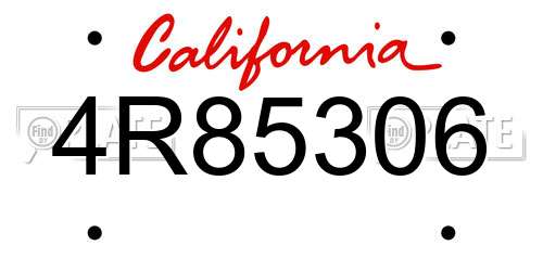 4R85306 California License Plate
