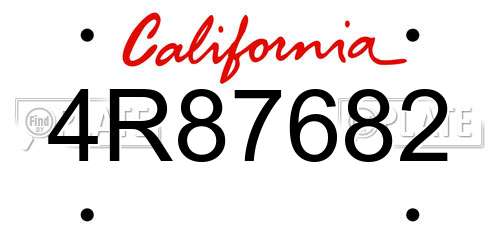 4R87682 California License Plate