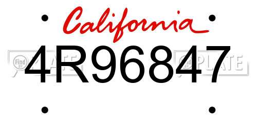 4R96847 California License Plate
