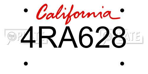 4RA628 California License Plate