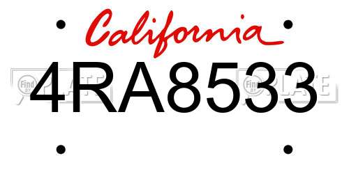 4RA8533 California License Plate