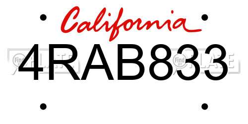 4RAB833 California License Plate