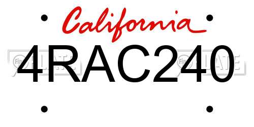 4RAC240 California License Plate