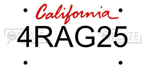 4RAG25 California License Plate