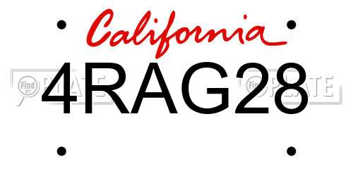 4RAG28 California License Plate