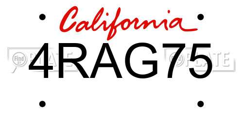 4RAG75 California License Plate