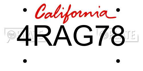4RAG78 California License Plate