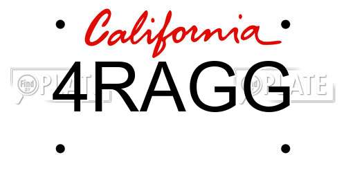 4RAGG California License Plate